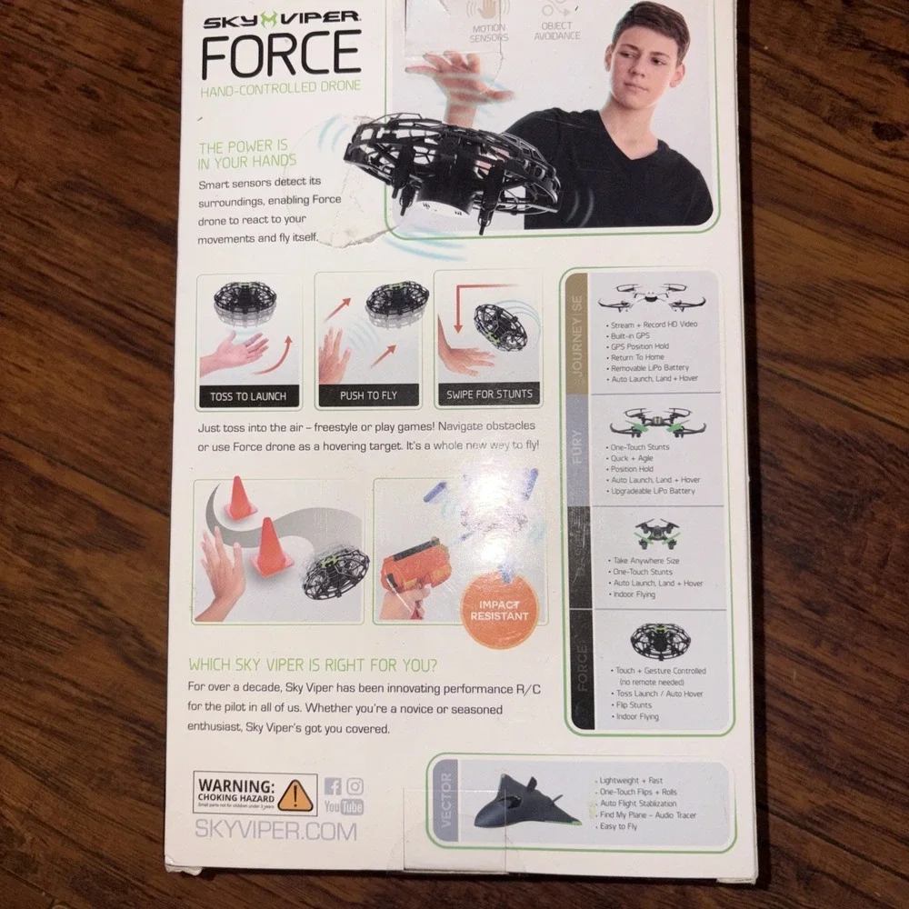 Sky Viper FORCE Hand-Controlled Drone ~ No Remote Needed ~ NEW Open Box